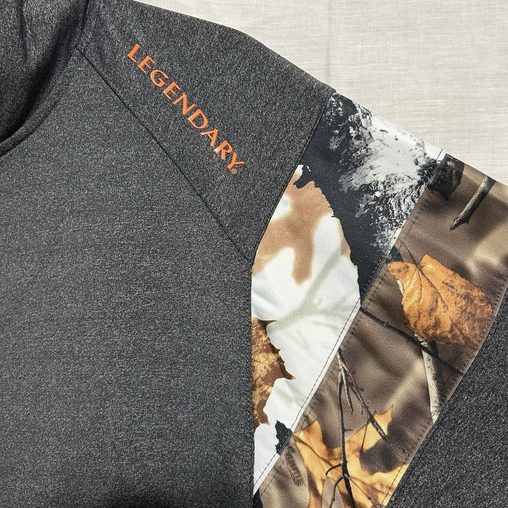 Legendary Whitetails Mens Long Sleeve Pullover Gray Orange Camo Collard Size XXL - Picture 4 of 7